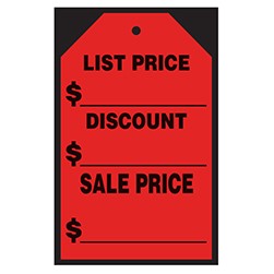 Red LIST/DISCOUNT Amount Hang Tag Vinyl Sticker