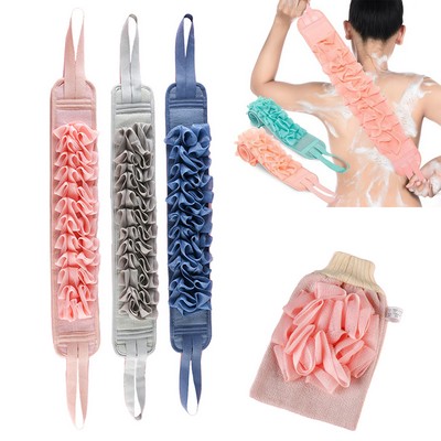 Body Scrub Towel Exfoliating Back Scrubber with Handles