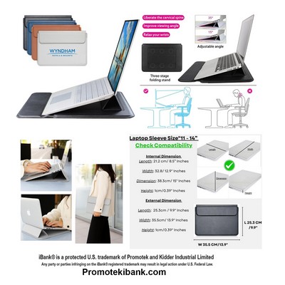 iBank ® 13" Laptop Sleeve with Magnetic Closure Adjustable Stand