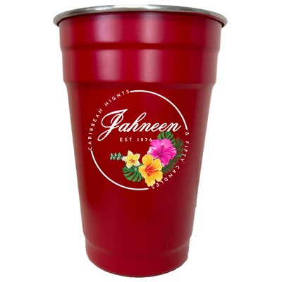 16 Oz Red Single Wall Stainless Steel Pint Cup