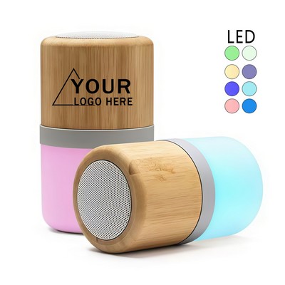 USB Rechargeable Cylindrical Bluetooth Speaker with LED Light