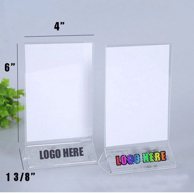 4" x 6 " Acrylic Menu Sign Holder Clear Table Display Stand