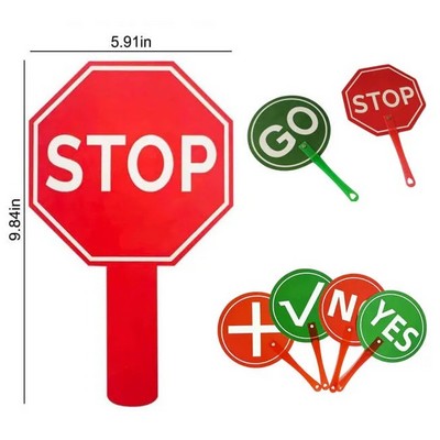 Double-Sided Handheld Traffic Sign Safety Guard Walk Paddle