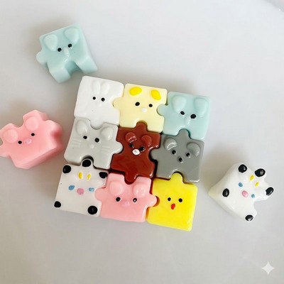 9pcs Set 3D Cartoon Animal Jigsaw Puzzle Squishy Set Modular Slow-Rebound Fidget Toy Interactive
