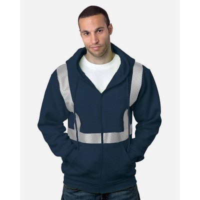 Bayside USA-Made Hi-Visibility Full-Zip Hooded Sweatshirt - Segmented Tape - 3737