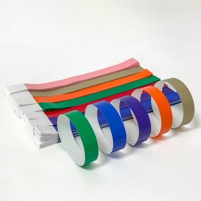 Solid Color Entry Pass Wristband Synthetic Paper Wristband Water Resistant Tear Resistant 1" Width