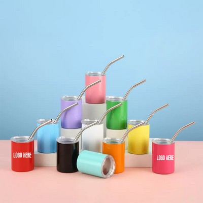 3 OZ Mini 304 Stainless Steel Tumbler with Straw