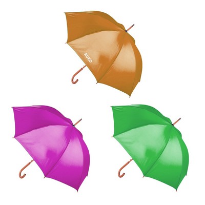 48" Arc Auto-Open Hotel Umbrella with Wood Shaft and Curved Handle