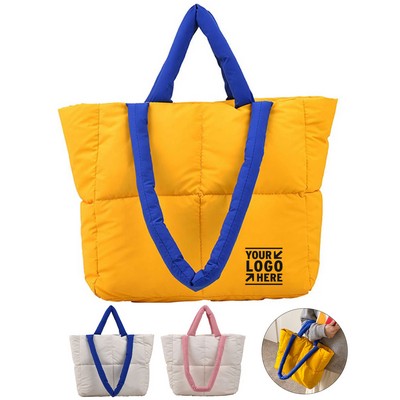 Cozy Quilted Cotton Shoulder Tote