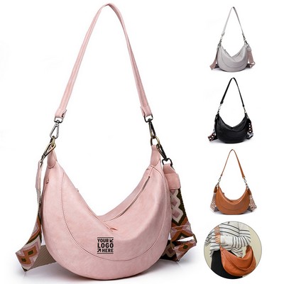 Vegan Leather Crescent Hobo Bag