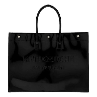 Saint Laurent Rive Gauche Black Patent Leather Large Tote Bag
