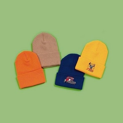 Fine Rib Tompkin Knit Cuffed Beanie Hat - USA Made Manufacturer