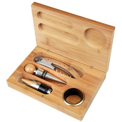Premium Bamboo 4-Piece Wine Tool Gift Set