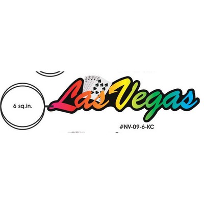 Las Vegas w/Royal Flush Key Chain w/Clear Mirrored Back (6 Square Inch)