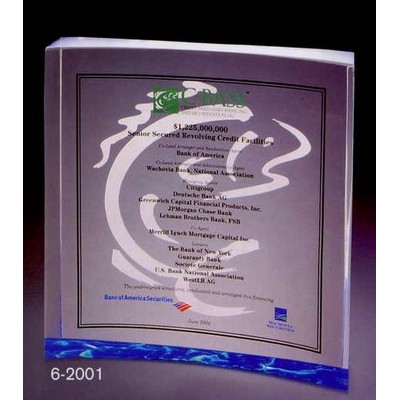 6-1/4"x6-1/4"x1" Acrylic Curved Square w/ Ripple Bottom Award