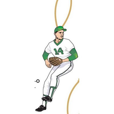 Baseball Player Ornament w/ Clear Mirrored Back (6 Square Inch)