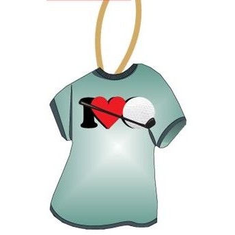 I Love Golf Promotional T-Shirt Ornament w/ Black Back (4 Square Inch)