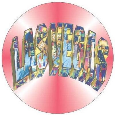 Las Vegas Collage Round Badge w/ Bar Pin (2 1/2" Diameter)
