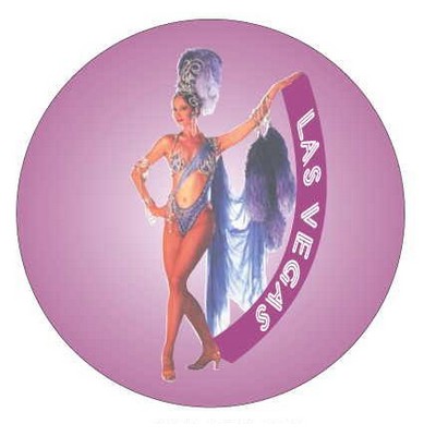 Vegas Showgirl in Purple Round Metal Photo Magnet (2.5" Diameter)