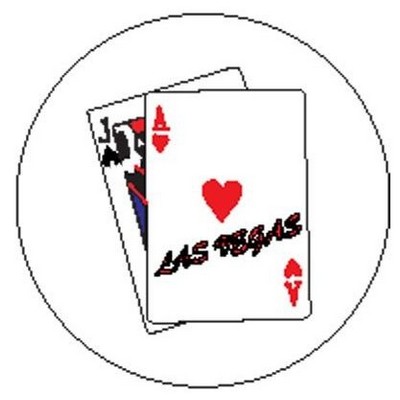 Las Vegas Blackjack Round Badge w/ Bar Pin (2 1/2" Diameter)