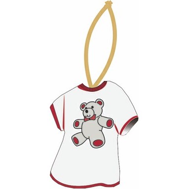 Teddy Bear T-Shirt Promotional Ornament w/ Black Back (4 Square Inch)