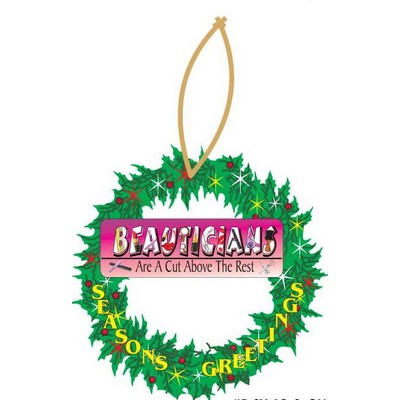 Beautician Slogan Promotional Wreath Ornament w/ Black Back (6 Square Inch)