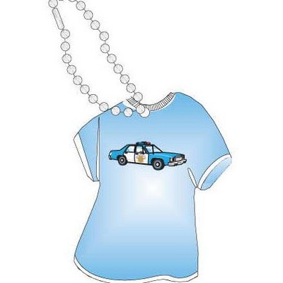 Police Car Promotional T Shirt Key Chain w/ Black Back (4 Square Inch)
