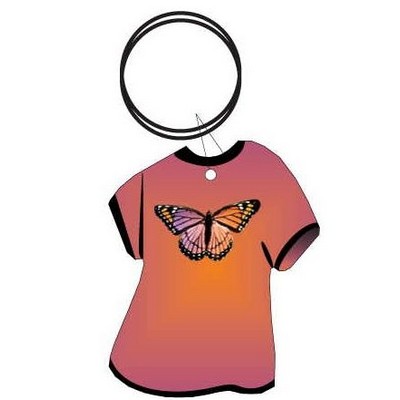Purple & Pink Butterfly T Shirt Keychain w/Mirrored Back (4 Square Inch)