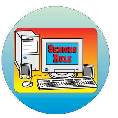 Seniors Rule Computer Round Metal Photo Magnet (2 1/2")