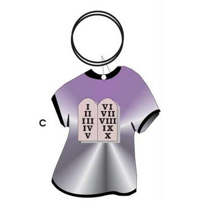 10 Commandments Executive T Shirt Keychain w/Mirrored Back (4 Square Inch)