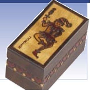 2 Deck Playing Card Box Joker On Lid (4 3/4"x2 1/2"x3")