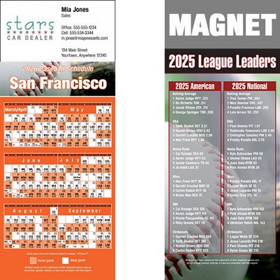 San Francisco Pro Baseball Schedule Magnet (3 1/2"x8 1/2")