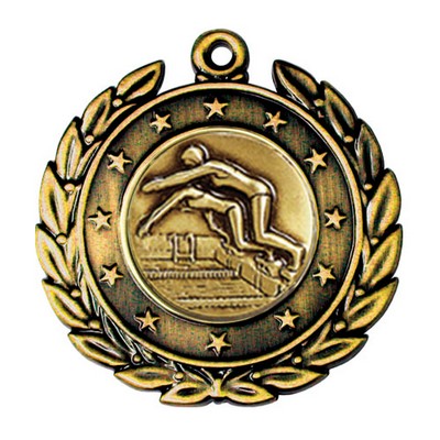 Stock Star Wreath 2" Medal- Swimming Female