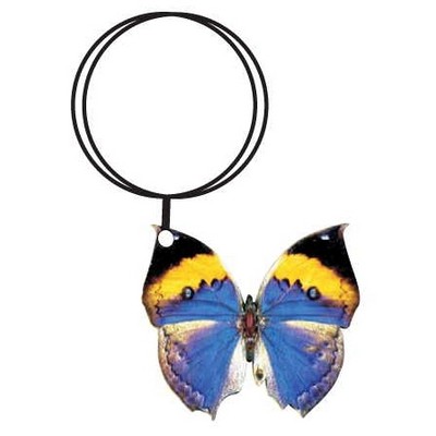 Black & Blue Butterfly Keychain w/Mirrored Back (10 Square Inch)
