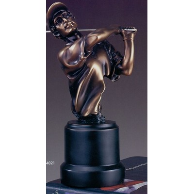 Copper Finish Male Golfer Torso Trophy w/Round Base (4"x8")