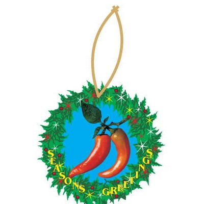 Chili Peppers Executive Wreath Ornament w/ Mirror Back (10 Square Inch)