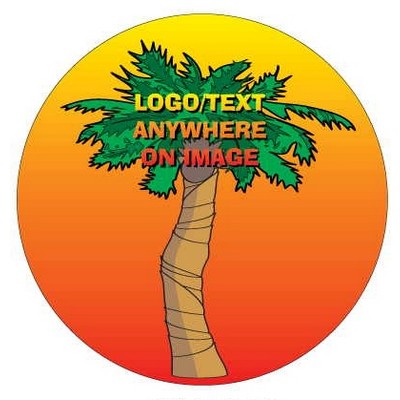 Palm Tree Round Badge w/ Bar Pin (2 1/2" Diameter)