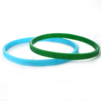 1/4" (6mm) Wide Solid Color Debossed Silicone Wristband