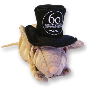 Custom Plush Hairless Mouse w/ Imprinted Top Hat