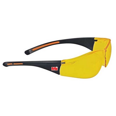 Amber Lightweight Wrap-Around Safety Glasses w/ Nose Piece