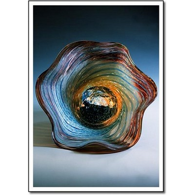 Galaxy Lantern Art Glass Bowl w/ Marble Base (6.5"x5")