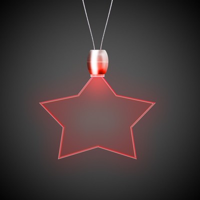24" Red Star Light-Up Pendant Necklace(Pad Printed)