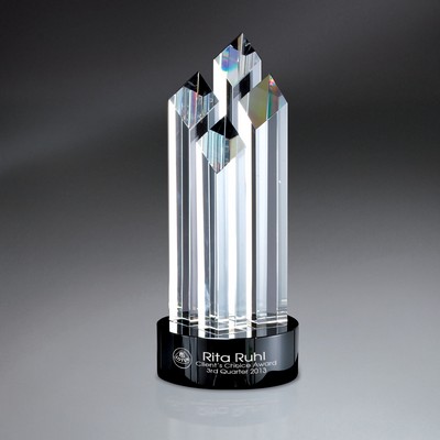 Optic Crystal Diamond Spires on Black Glass Base