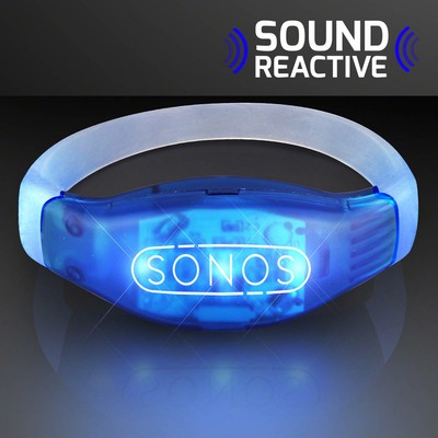 Sound Activated Light Up Blue LED Flashing Bracelets - PRINTED