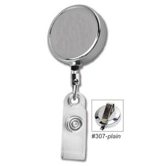 Chrome Metal Retractable Badge Reel w/Belt Clip (Blank)