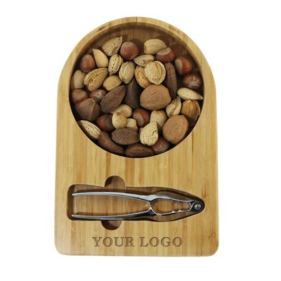 Bamboo Nut Tray w/Nutcracker