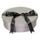 Oval Silver Fabric Covered Wine Bottle & Glass Gift Box