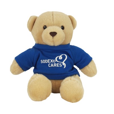 6" Tan Honey Bear Stuffed Animal w/T-Shirt & One Color Imprint