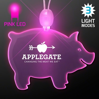 Acrylic Pig Shape Necklace with Pink LED - PRINTED
