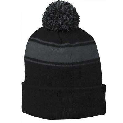 Sport-Tek® Stripe Pom Pom Beanie.